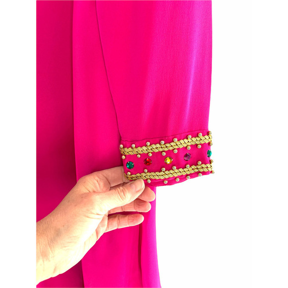 90’s MIGNON NEW YORK Pink Flared Rhinestone Dress - Picture 6 of 12
